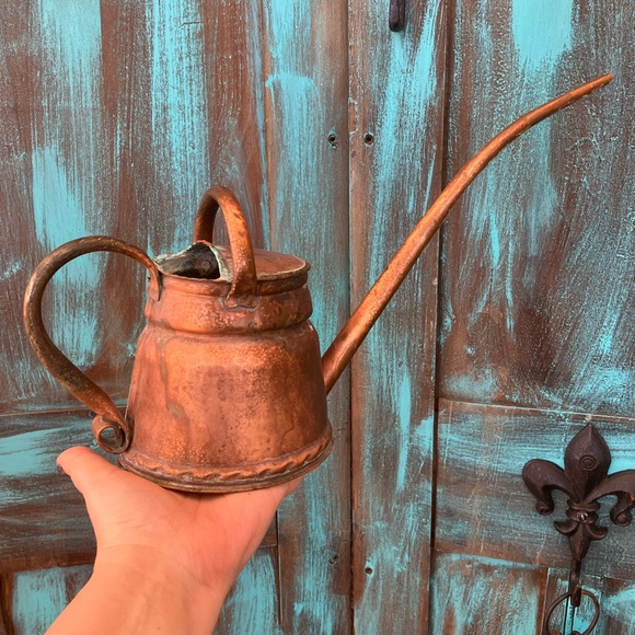 Vintage Rustic Distressed Copper Watering Can
